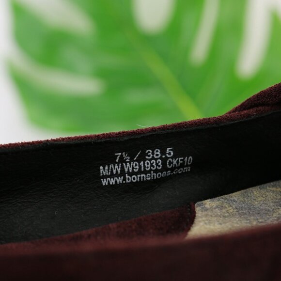 Born Womens Adele Ballet Flat Size 7.5 Burgundy Suede Knot Bow Slip On Shoe - Picture 11 of 12